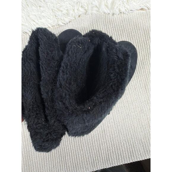 South Pole Boots Womens Size 10W Black Faux Fur Cabin Slipper House Shoes - Picture 9 of 11